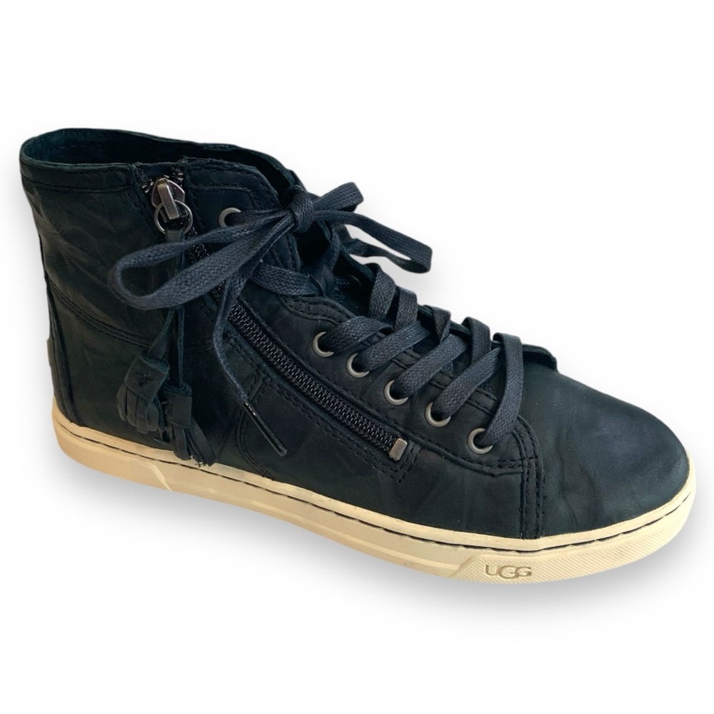 UGG BLANEY HIGH TOP TRAINER LEATHER SNEAKER BLACK WOMEN’S SIZE 7